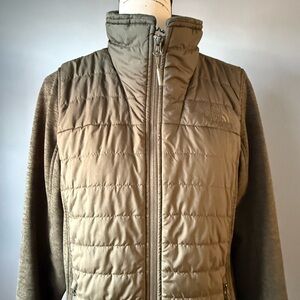 The North Face Women's Primaloft Jacket Large Olive Green Quilted Mixed Media